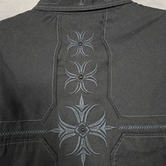 Roar Shirt Mens 2XL XXL Black Embroidered‎ Y2K designer slim fit long sleeve - Picture 3 of 12